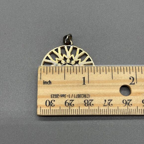 Vintage PacBell Telephone Pendant Gold Tone Bell Logo People Holding Hands - Picture 4 of 5